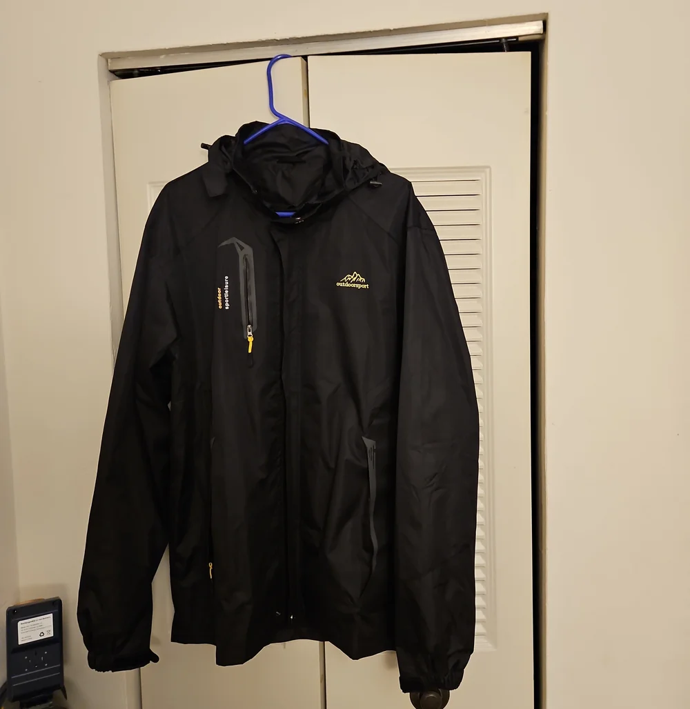 Men's Black Waterproof Hooded Jacket -
